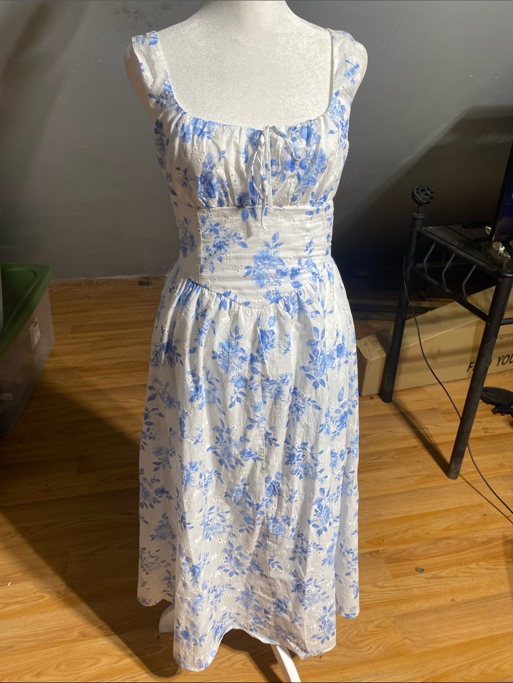 Blue and White Floral Dress